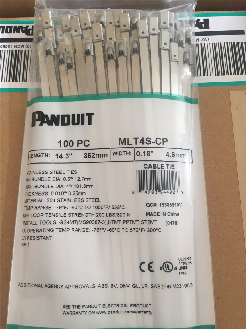 MLT2.7S-CP/MLT4S-CP 泛達(dá)panduit不銹鋼金屬扎帶電纜束線帶扎帶